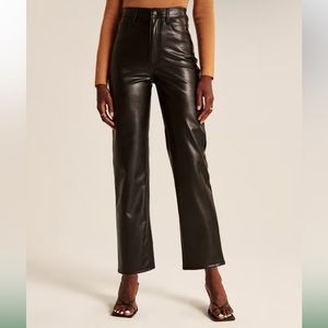 Abercrombie & Fitch Black Vegan Leather Ankle Straight Pant Size 29/8